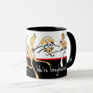 Vi är Greyhound! Svart, vitt och rött tema. Mugg