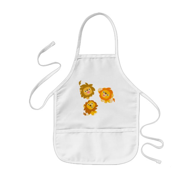 "Vi är här!" Cute Tecknad Lejon Children Apron Barnförkläde (Framsidan)