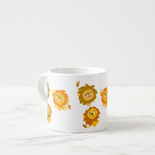 "Vi är här!" Cute Tecknad Lejon Espresso Mugg Espressomugg