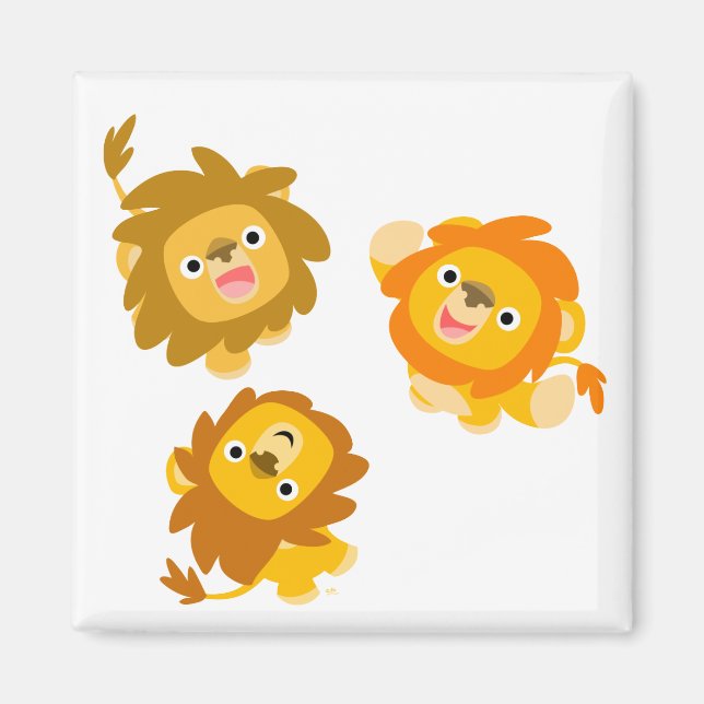 "Vi är här!" Cute Tecknad Lejon Magnet (Framsidan)