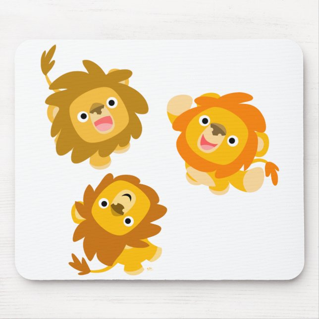 "Vi är här!" Cute Tecknad Lejon Mousepad Musmatta (Framsidan)