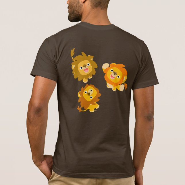 "Vi är här!" Cute Tecknad Lejon T-shirt (baksida) (Baksida)