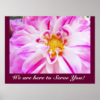 Vi är här för att tjäna dig! konsttryck Rosa Dahli Poster