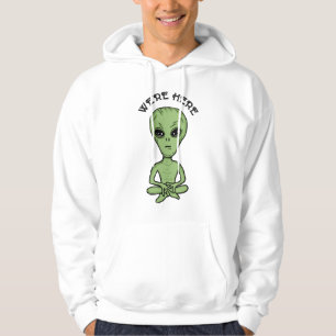 Vi är här UFO Alien Invasion Extra Terrestrial Hoodie