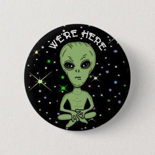 Vi är här UFO Alien Invasion Extra Terrestrial Knapp