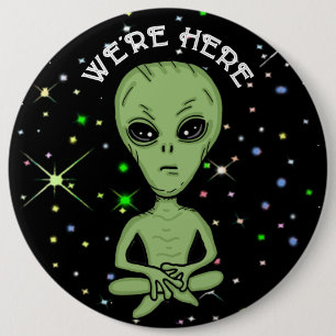 Vi är här UFO Alien Invasion Extra Terrestrial Knapp