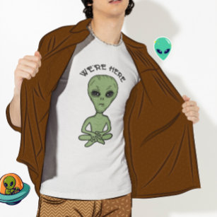 Vi är här UFO Alien Invasion Extra Terrestrial T Shirt