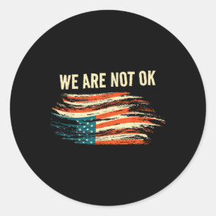 Vi är inte i Flagga upp och ned, amerikansk Vintag Runt Klistermärke