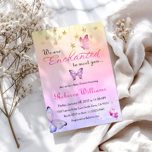 Vi är Lila Butterfly Baby Shower Inbjudningar