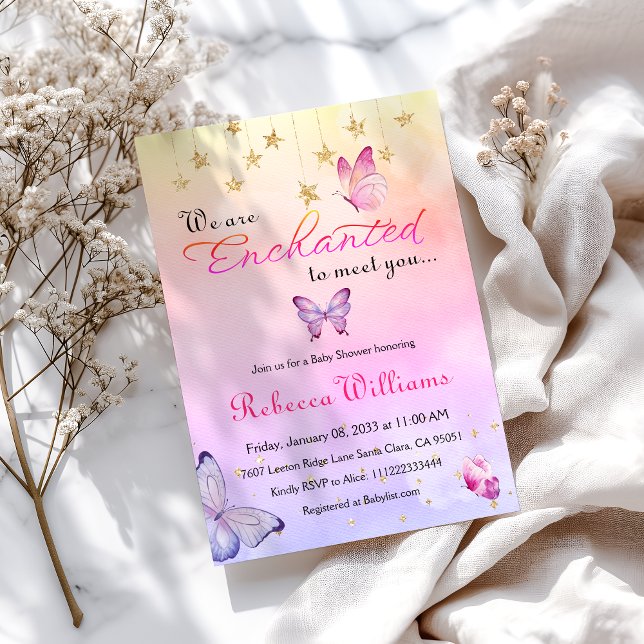 Vi är Lila Butterfly Baby Shower Inbjudningar (Skapare uppladdad)