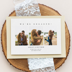 Vi är minimalistisk fotobekräftelse på förlovning inbjudningar