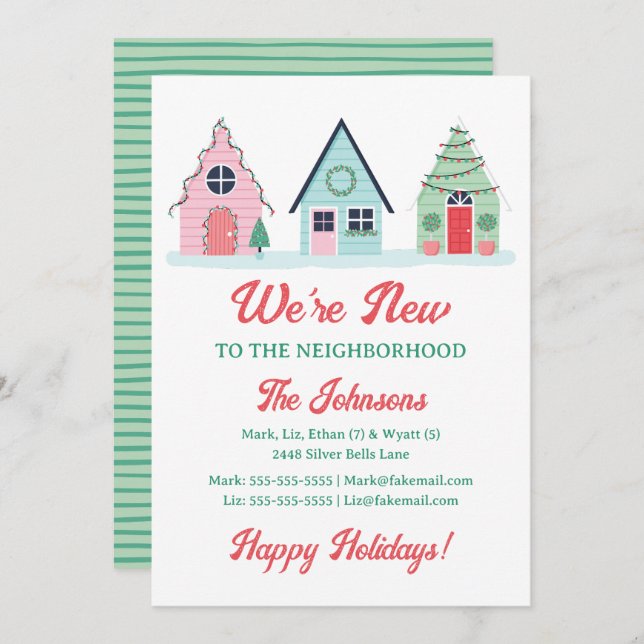 Vi är nya i grannskapet Julkort Inbjudningar (Fram/baksida)