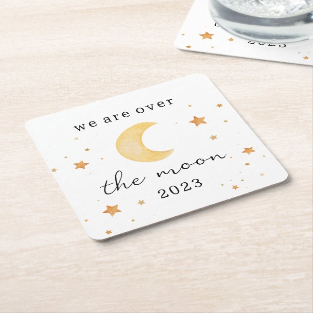 "Vi är över måne", babydusch papper napkin Underlägg Papper Kvadrat (Vinklad)