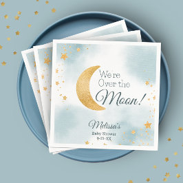 Vi är över Måne Blue Boy Baby Shower Pappersservett
