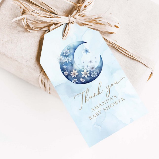 Vi är över Måne Blue Boy Shower Presentetikett (Skapare uppladdad)