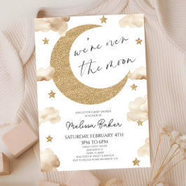 Vi är över Måne Boho Celestial Baby Shower Inbjudningar
