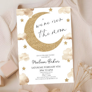 Vi är över Måne Boho Celestial Baby Shower Inbjudningar