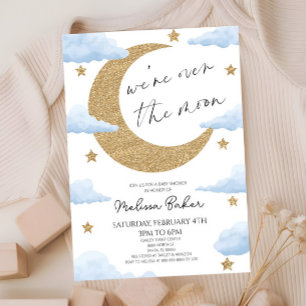 Vi är över Måne Boho Celestial Baby Shower Inbjudningar