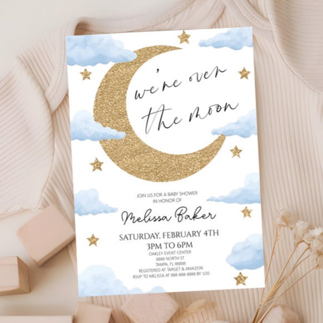 Vi är över Måne Boho Celestial Baby Shower Inbjudningar (Skapare uppladdad)