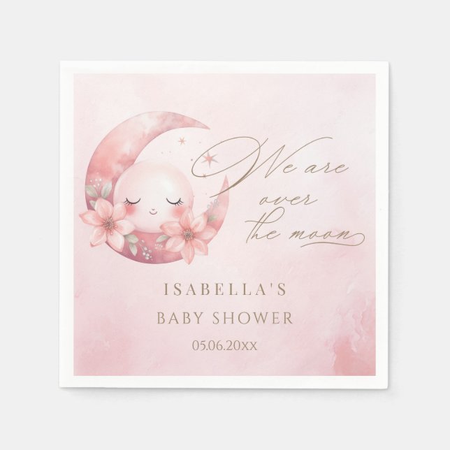 Vi är över Måne Flickans babyskor Pappersservett (Framsidan)