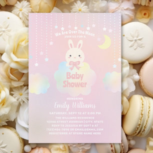 Vi är över Måne Little Bunny Girl Baby Shower Inbjudningar