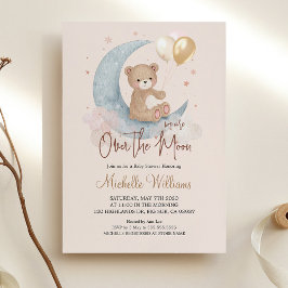 Vi är över Måne Nalle Stars Baby Shower Inbjudningar