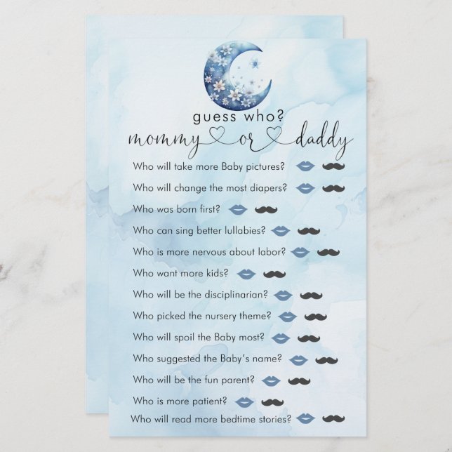 Vi är över Måne-pojkskussen "gissa vem"-spelet (Fram/baksida)