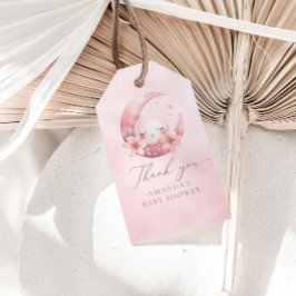 Vi är över Måne Rosa Baby Shower Presentetikett