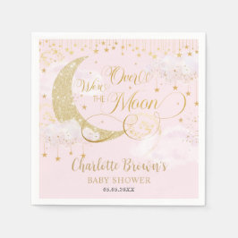 Vi är över Måne Stars Rosa Guld Baby Shower Pappersservett