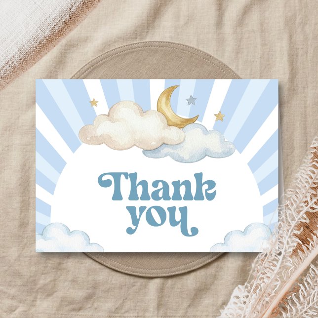 Vi är över månen Baby Shower Tack Kort (Over the Moon Baby Shower Thank You Card)