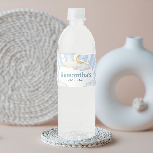 Vi är över månen Baby Shower Vattenflaskor Etikett (Over the Moon Baby Shower Bottle Label)