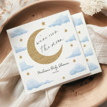Vi är över månen Blå Celestial Baby Shower