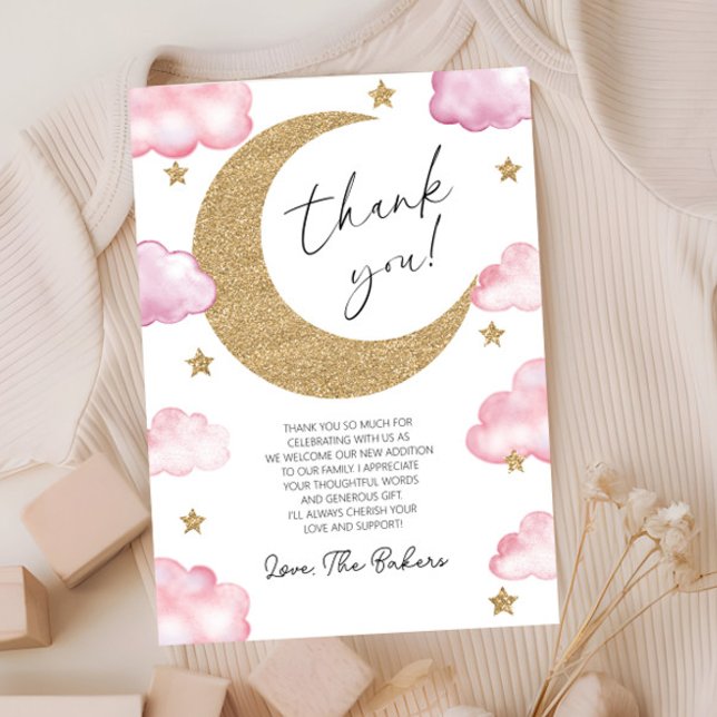 Vi är över månen Boho Celestial Baby Shower Tack Kort (Skapare uppladdad)