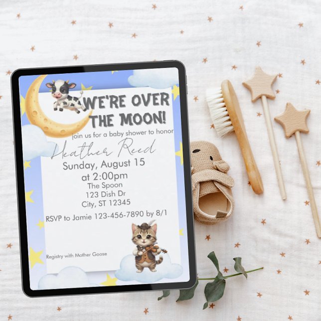 Vi är över månen, ramsor för baby shower inbjudningar (Skapare uppladdad)