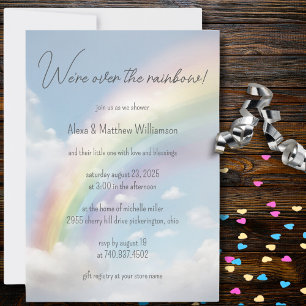 Vi är över Regnbåge Baby Shower Inbjudningar