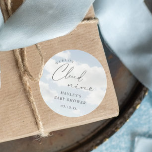 Vi är på Cloud 9 Baby Shower Favor Runt Klistermärke