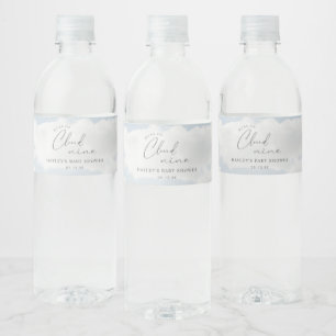 Vi är på Cloud 9 Baby Shower Favor Vattenflaska Etikett