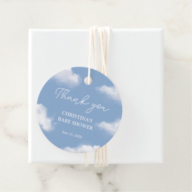 Vi är på Cloud 9 Baby Shower Tack Gåvor Etiketter (På plats)