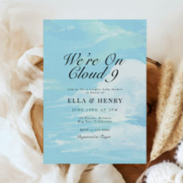 Vi är på Cloud 9 Blå himmel Par Baby Shower Inbjudningar