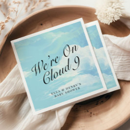 Vi är på Cloud 9 Blå himmel Par Baby Shower Pappersservett