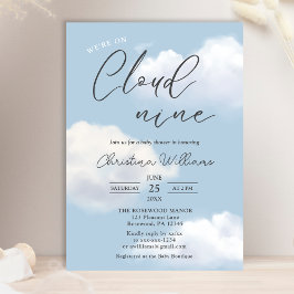 Vi är på Cloud 9 Blå Pojke Bebis Shower Inbjudningar
