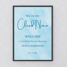 Vi är på Cloud 9 Dreamy Blue Baby Shower Välkommen
