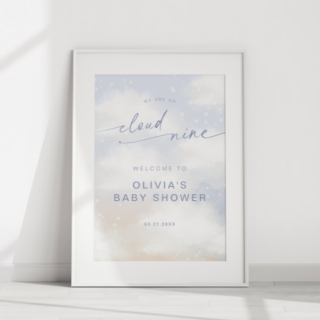 Vi är på Cloud 9 Dreamy Clouds Baby Shower Poster (Skapare uppladdad)