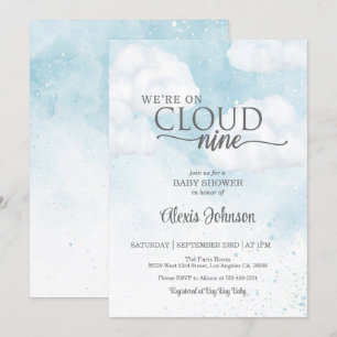 Vi är på Cloud Nine Baby Shower (Boy) Inbjudningar