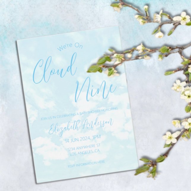 Vi är på Cloud Nine Baby Shower Inbjudningar (Skapare uppladdad)