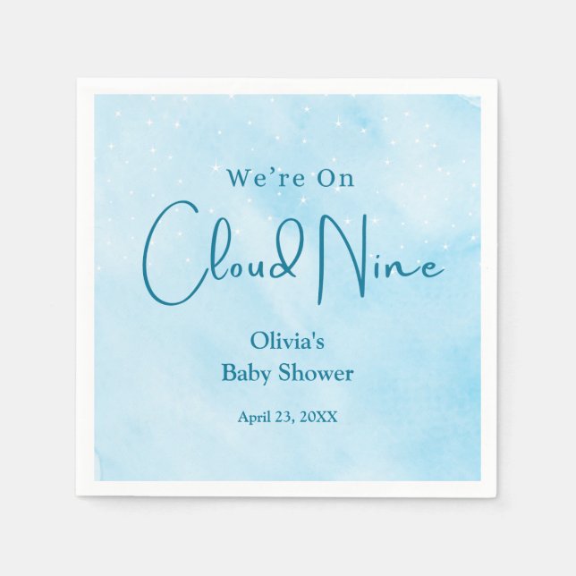 Vi är på Cloud Nine Boy Shower Pappersservett (Framsidan)