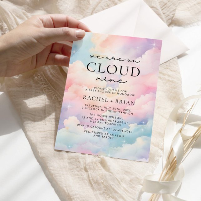 Vi är på Cloud Nine Dreamy Himlar Baby Shower Inbjudningar (Skapare uppladdad)