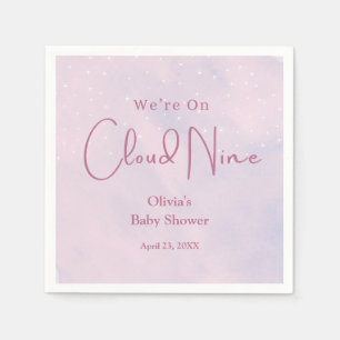Vi är på Cloud Nine Girl Baby Shower Pappersservett