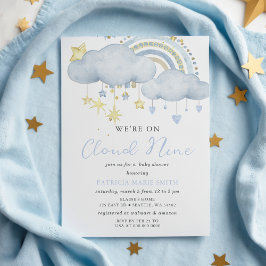 Vi är på Cloud Nine Pojke Baby Shower Inbjudningar
