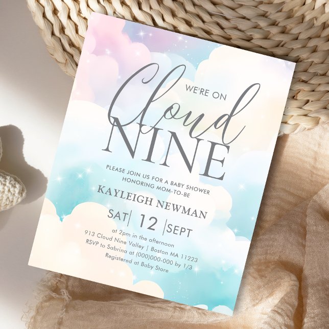 Vi är på inbjudan till Cloud Nine Baby Shower-budg (Skapare uppladdad)